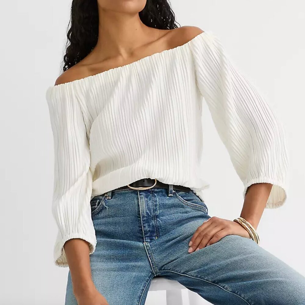 Pleated Off the Shoulder Blouse